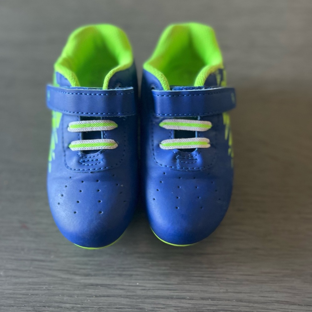Kids Blue and Green Soccer Cleats